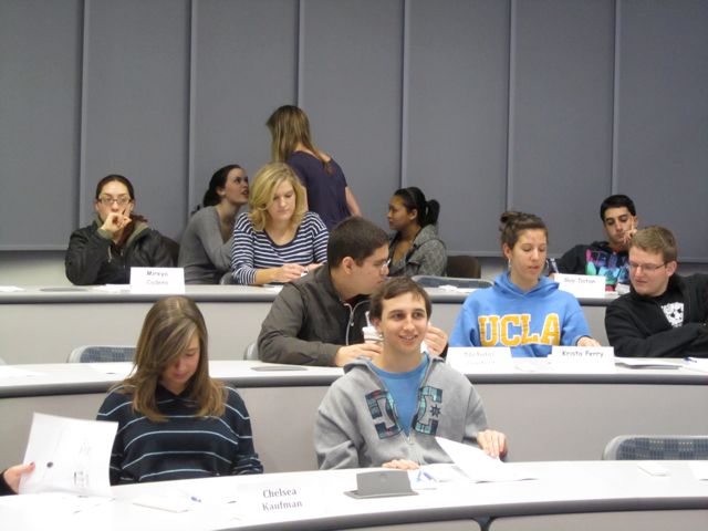 Reece patiently waiting for Dr. Lee's lecture.