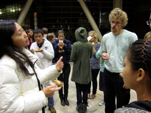 Daniel listens attentively to Dr. Lee's insight on stem cell research.