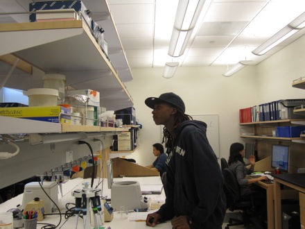 Oyejare at the Goldberg lab during his visit to UCLA.