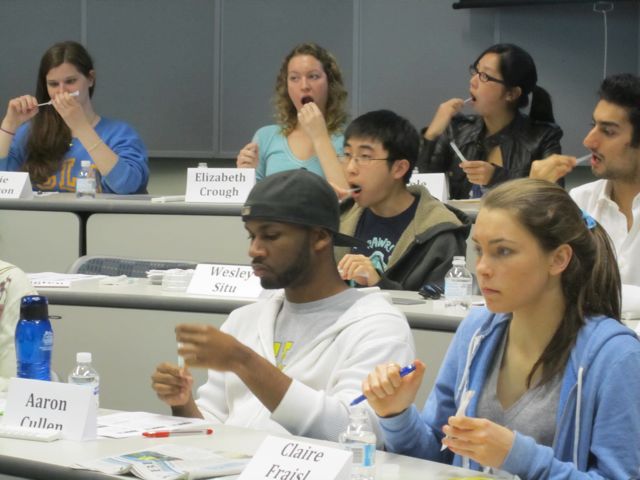 Students get hands on experience to do DNA fingerprinting.