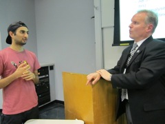 Ivan interacts with Officer Klann during break.