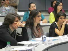 Jake, Azita, and Stephanie have front seats to view real crime footage.