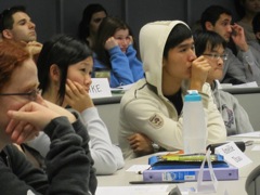 Students witness gruesome crime footage.