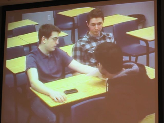 UC Davis students discuss their group answer in Davis. 