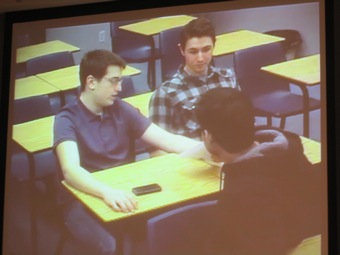 UC Davis students discuss their group answer in Davis. 