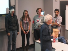 Zak, Claire, Schuyler, and Ivan assist in demonstration.