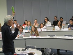 Students hear about how modern corn is genetically enhanced.