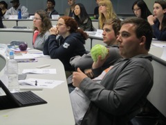 Chris catches the cabbage Professor Goldberg tosses.