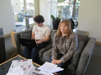 Alex does last minute touches on his midterm exam and Diane expresses her gratitutde to come to UCLA.
