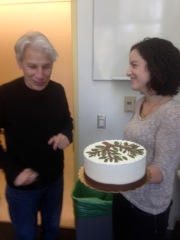 Lauren is happy to see Bob likes his cake
