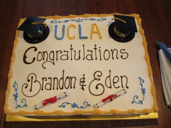 Graduation chocolate cake for Brandon and Eden.